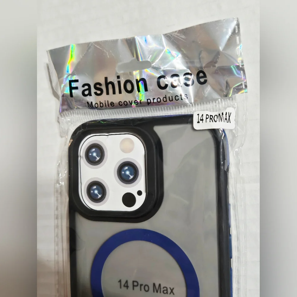 iPhone 14 Pro Max Magnetic Case Clear Frosted Back Black Bumper Shockproof Cover